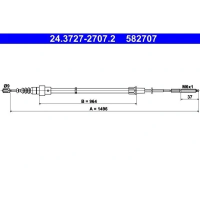 Kuva ATE 24.3727 2707.2 Käsijarruvaijeri 1496 VOLKSWAGEN: Lupo / 3L