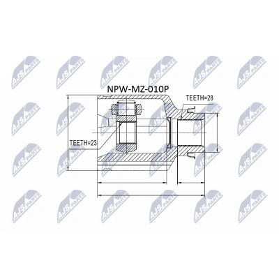 Kuva NTY NPW MZ 010P Vetonivel Etuakseli, oikea, Vaihteiston puoli MAZDA: MX 6, 626 III Farmari, Xedos 6