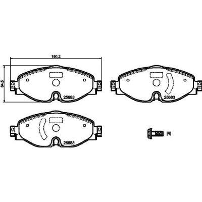 Kuva MINTEX MDB3827 Jarrupalat Kulumisenilmaisemelle Jarrusatulan ruuveilla VOLKSWAGEN: Passat B8 Variant, Golf 7 7, SKODA: Karoq SUV