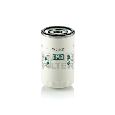 Kuva MANN FILTER W 719/27 Öljynsuodatin 3/4 16 UNF yhdellä peruutuksenestoventtiilillä Ruuvattava suodatin FORD: FIESTA 5, Focus Mk1 Hatchback