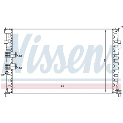 Kuva NISSENS 63747 Jäähdytin Alumiini 640 398 36 Jäähdytysrivat mekaan. kiinnitetyt
