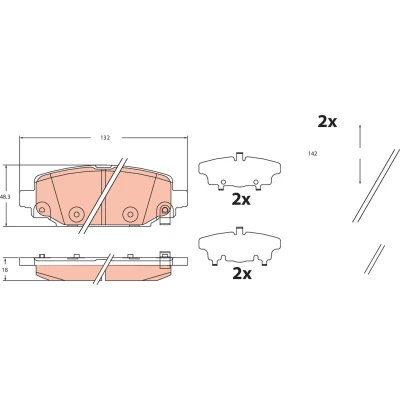 Kuva Jarrupalasarja, levyjarru, Taka akseli JEEP WRANGLER IV OE 68385238AA, 68385238AC, K68385238AA