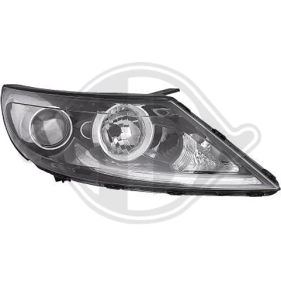 Kuva DIEDERICHS 6522980 Ajovaloumpio Oikea H7/H7 Päiväajovalolla (LED) Valokorkeussäätimen moottorilla