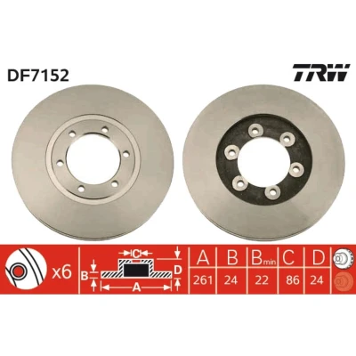 Kuva TRW DF7152 Jarrulevyt 261 24 6 108 Tuuletettu Lakattu