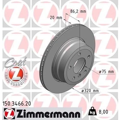 Kuva ZIMMERMANN COAT Z 150.3466.20 Jarrulevyt 320 20 6/5 5 120 Tuuletettu, ulko pinnoitettu hiiliteräs BMW: Touring, Sedan