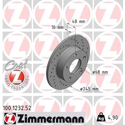 Kuva ZIMMERMANN SPORT COAT Z 100.1232.52 Jarrulevyt 245 10 5/5 5 112 täysi, reijitetty pinnoitettu VOLKSWAGEN: Passat B5 Variant, GP Variant