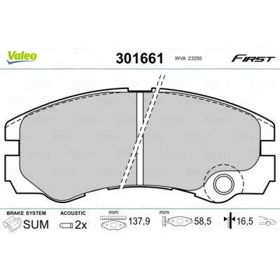 Kuva VALEO 301661 Jarrupalat FIRST Etuakseli Sis. kulumisenilmaisimen ilman huudonvaimennuspeltiä OPEL: Frontera B SUV