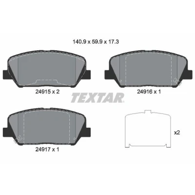 Kuva TEXTAR 2491501 Jarrupalat akustisella kulumavaroittimella Tarvikkeilla KIA: cee‘d II Sportswagon, Hatchback, Optima / K5