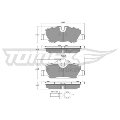 Kuva TOMEX brakes TX 17 83 Jarrupalat Taka akseli Kulumisenilmaisemelle Jarrusatulan ruuveilla MINI: Hatchback