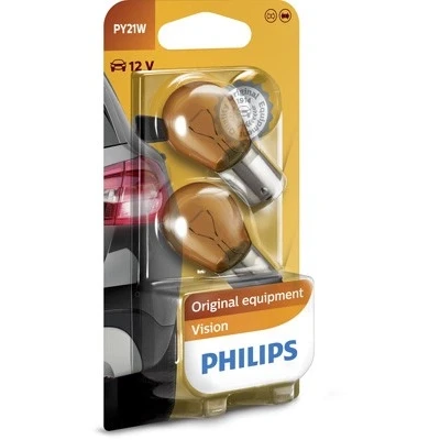 Kuva Polttimo PHILIPS PY21W BAU15s, Edessä, takana, Edessä ja Auton takaluukku, Puskuri, Asennus sivulle BMW, MASERATI, ROVER, HONDA, DACIA, LAN