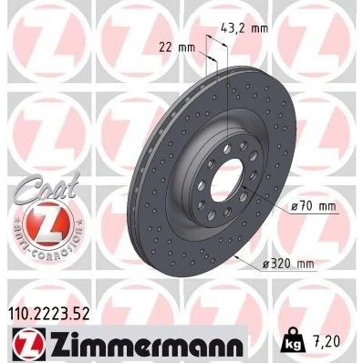 Kuva ZIMMERMANN SPORT COAT Z 110.2223.52 Jarrulevyt 320 22 10/5 5 110 tuuletettu sisältä, reijitetty pinnoitettu ALFA ROMEO: Giulia Sedan