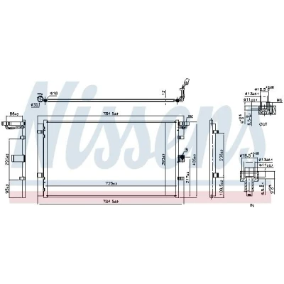 Kuva NISSENS 940902 Ilmastoinnin Lauhdutin Vedenerottimella Alumiini 725 R 134a FORD: FIESTA 7