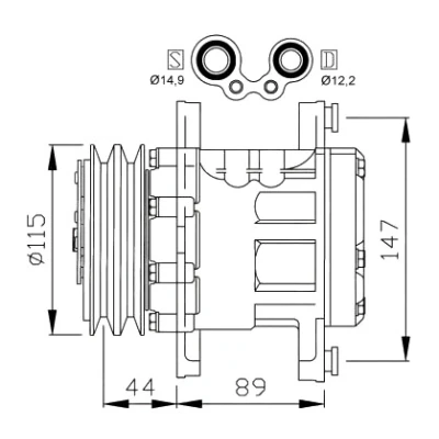Kuva NRF EASY FIT 32207 Ilmastoinnin Kompressori SD7B10 12 PAG 46 kompressoriöljyllä, Tiivisterenkaalla