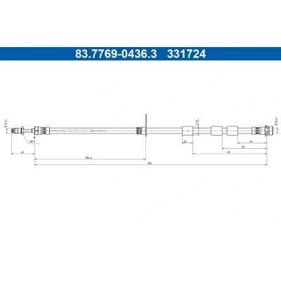 Kuva ATE 83.7769 0436.3 Jarruletku 430mm M10x1mm FORD: Ecosport Mk2 1.5 EcoBlue TDCi, 1.0 EcoBoost, Ti, 1.6 Ti VCT, 2.0 4x4, VCT