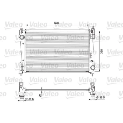 Kuva VALEO 701717 Jäähdytin Alumiini 620 398 16 ilman kantta Jäähdytysrivat juotetut FIAT: Grande Punto Hatchback