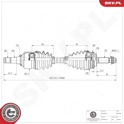 Kuva Vetoakseli, Etuakseli, oikea Esen skv 40SKV266 toyota avensis, avensis kombi, sedan OE 4341002710, 43410 05340