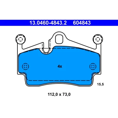 Kuva ATE 13.0460 4843.2 Jarrupalat Kulumisenilmaisemelle, Ilman kulumisenilmaisinta PORSCHE: 911 Cabriolet