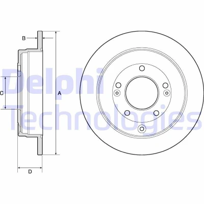 Kuva DELPHI BG4767C Jarrulevyt 284 10 5 täysi pinnoitettu käsittelemätön ilman pyöränlaakeria, ABS sensorirengasta HYUNDAI: ix35