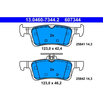 Kuva ATE 13.0460 7344.2 Jarrupalat Ei kulumisenilmaisimelle, Ilman kulumisenilmaisinta FORD: FIESTA 7