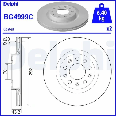 Kuva DELPHI BG4999C Jarrulevyt ALFA ROMEO: Giulia Sedan, Stelvio