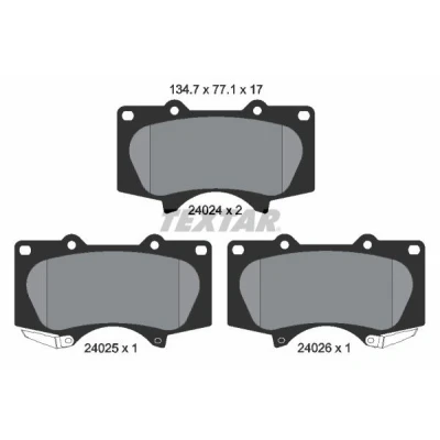 Kuva TEXTAR 2402403 Jarrupalat akustisella kulumavaroittimella TOYOTA: HILUX 3 Pick up, Land Cruiser Prado 150, 200