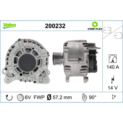 Kuva VALEO 200232 Laturi 14V 140A VOLKSWAGEN: Passat B7 Variant, Tiguan I, Golf 6, SKODA: Octavia 2 Combi, II Hatchback, Fabia 2, SEAT: Altea XL