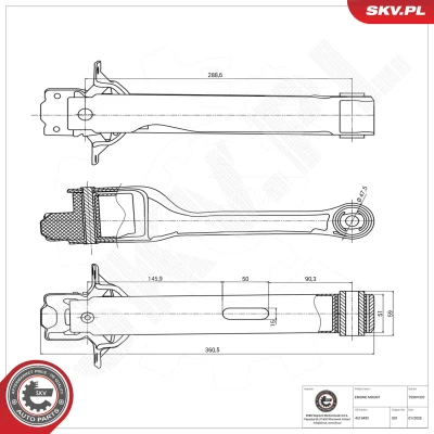 Kuva Moottorin tuki, Takana Esen skv 75SKV337 ford transit buss, flak/chassi, skåp, tourneo buss OE 3C116P082AC, 4 519 492