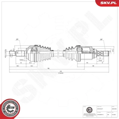 Kuva Vetoakseli, Etuakseli, vasen Esen skv 40SKV049 mercedes benz, renault OE 391015402R, 391017321R, 391019600R