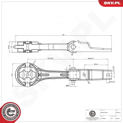 Kuva ESEN SKV 75SKV279 Moottorin Kumityyny Alla Kumimetallilaakeri Alumiini, Kumi 317mm