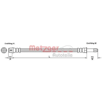 Kuva METZGER 4110275 Jarruletku Etuakseli, vasen, oikea 497 MERCEDES BENZ: Vito Mixto