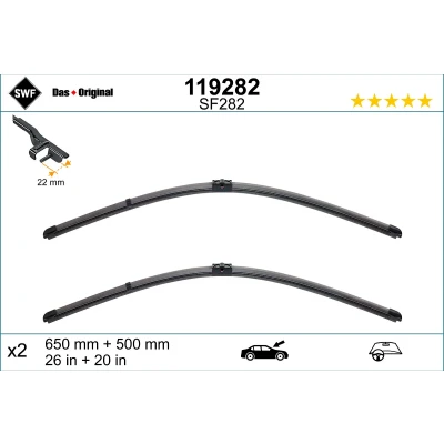 Kuva Pyyhkijänsulka Swf Visioflex 119282 Edessä Rungottomat BMW: X3, X4