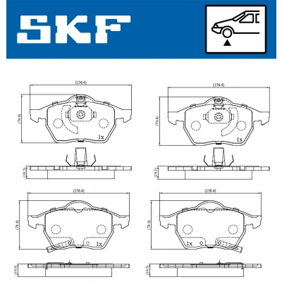 Kuva SKF VKBP 80424 A Jarrupalat akustisella kulumavaroittimella OPEL: Astra G Caravan, CC, Zafira A, SAAB: 9 5 Farmari