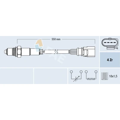 Kuva FAE 77439 Lambda Anturi Lämmitetty Musta VOLKSWAGEN: Passat B6 Variant, Golf 5, Polo IV Hatchback, AUDI: A3 Sportback, A4 B8 Avant, Hatchback