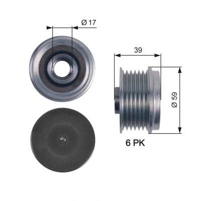 Kuva GATES OAP7113 Laturin Vapaakytkin 39 BOOST DN CVT Belt FIAT: Grande Punto Hatchback