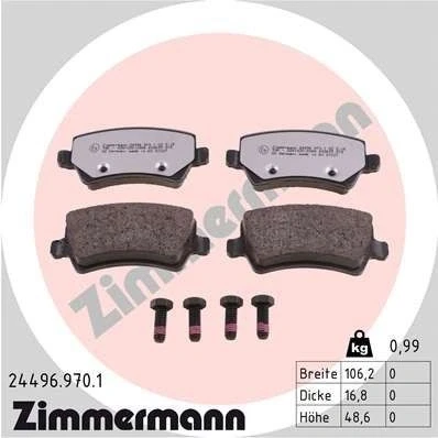 Kuva ZIMMERMANN 24496.970.1 Jarrupalat Valokuva vastaa toimituslaajuutta VOLVO: V70 3, V60 I, XC60 FORD: S Max Mk1, Galaxy Mk2 MPV