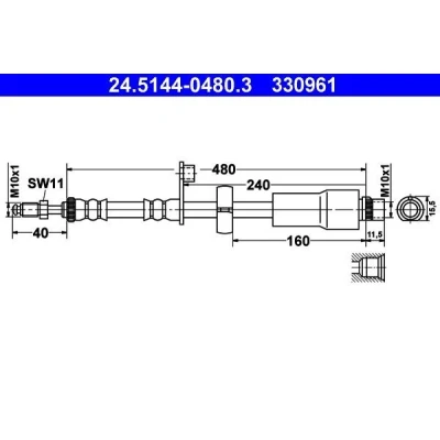 Kuva ATE 24.5144 0480.3 Jarruletku 480 M10x1 PEUGEOT: 207 Hatchback, SW