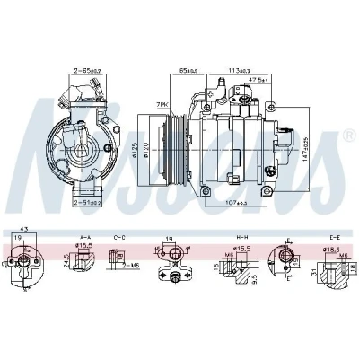Kuva NISSENS 891044 Ilmastoinnin Kompressori 10SRE18C 12 PAG 46 R 134a