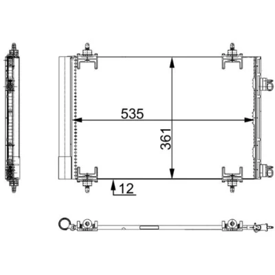 Kuva MAHLE ORIGINAL AC 668 000S Ilmastoinnin Lauhdutin Vedenerottimella 15 10,9 520 PEUGEOT: 307 Hatchback, Farmari, SW, CITROËN: C4 I Hatchback