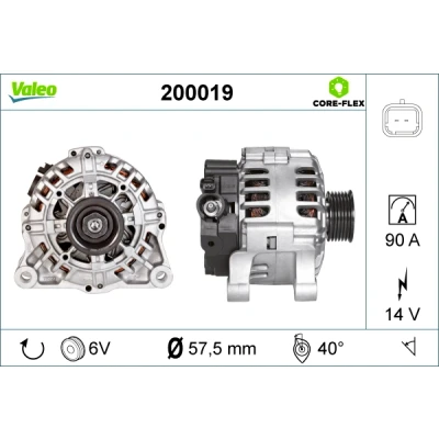 Kuva VALEO 200019 Laturi 14V 80A CITROËN: C5 3, C4 I Grand Picasso, Xsara Hatchback, PEUGEOT: 406 Sedan, 407 SW, Farmari, FIAT: Scudo Van