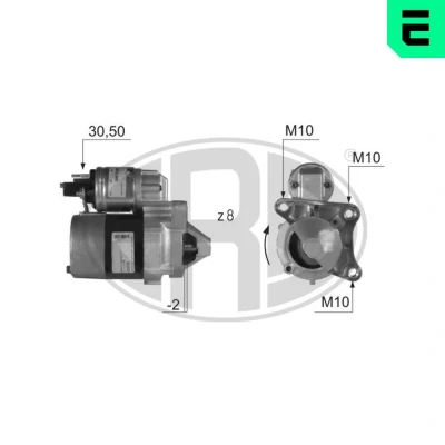 Kuva ERA 220399A Starttimoottori 12V 0,85kW 8 30 50 RENAULT: Kangoo II Express, CLIO 2, LAGUNA 2 Grandtour, DACIA: Logan I Pick up