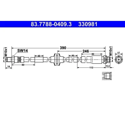 Kuva ATE 83.7788 0409.3 Jarruletku 410 M10x1 FORD: Focus 2 Kombi,