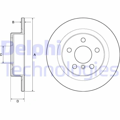 Kuva DELPHI BG4812C Jarrulevyt 280 10 5 täysi pinnoitettu käsittelemätön ilman pyöränlaakeria, ABS sensorirengasta BMW: 2 Active Tourer