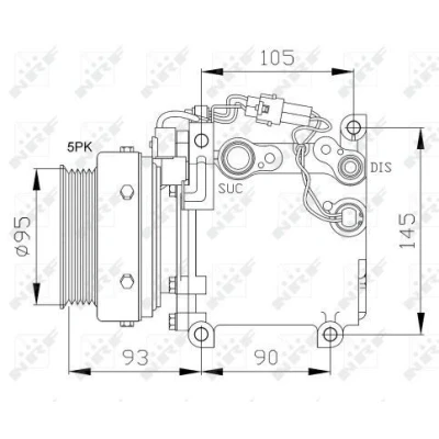 Kuva NRF 32100 Ilmastoinnin Kompressori MSC90C 12 PAG 46 kompressoriöljyllä MITSUBISHI: Galant 6