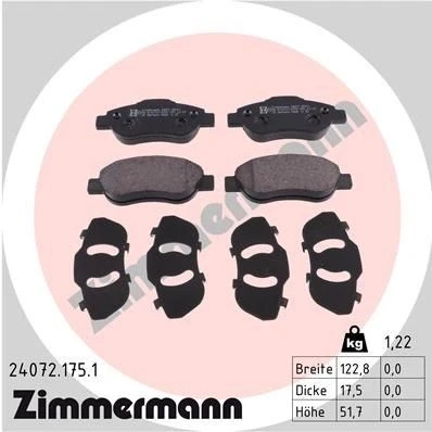 Kuva ZIMMERMANN 24072.175.1 Jarrupalat Valokuva vastaa toimituslaajuutta FIAT: Panda II Hatchback