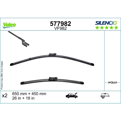 Kuva Pyyhkijänsulka Valeo 577982 Edessä Flatblade pyyhinsulka (rungoton) BMW: 6 Gran Turismo