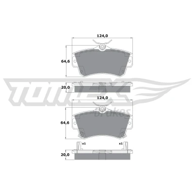 Kuva TOMEX brakes TX 14 97 Jarrupalat Etuakseli akustisella kulumavaroittimella CHRYSLER: PT Cruiser Farmari