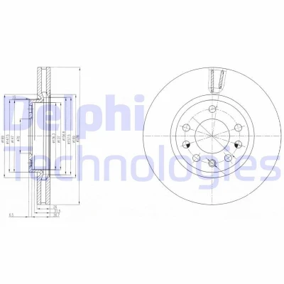 Kuva DELPHI BG4149 Jarrulevyt 278 26 5 Tuuletettu rasvattu käsittelemätön ilman pyöränlaakeria, ABS sensorirengasta OPEL: Corsa D Hatchback