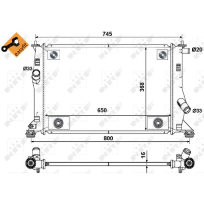 Kuva NRF EASY FIT 53465 Jäähdytin Alumiini 650 368 16 asennusosilla Jäähdytysrivat juotetut MAZDA: 5