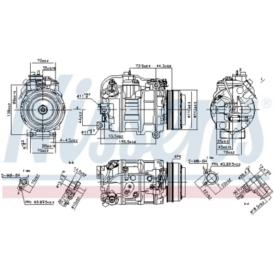 Kuva NISSENS 890218 Ilmastoinnin Kompressori 7SBU17A 12 PAG 46 R 134a BMW: X5, 5 Touring, Sedan