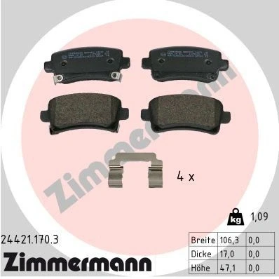 Kuva ZIMMERMANN 24421.170.3 Jarrupalat Valokuva vastaa toimituslaajuutta, Jousella OPEL: Insignia A Sports Tourer, Hatchback, Sedan